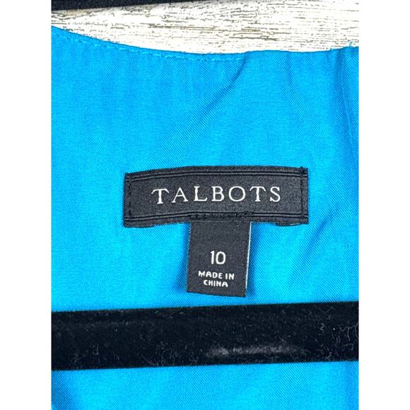Talbots Womens 10 Turquoise Blue Embroidered Sateen Fit & Flare Mini Dress NEW - Picture 5 of 7